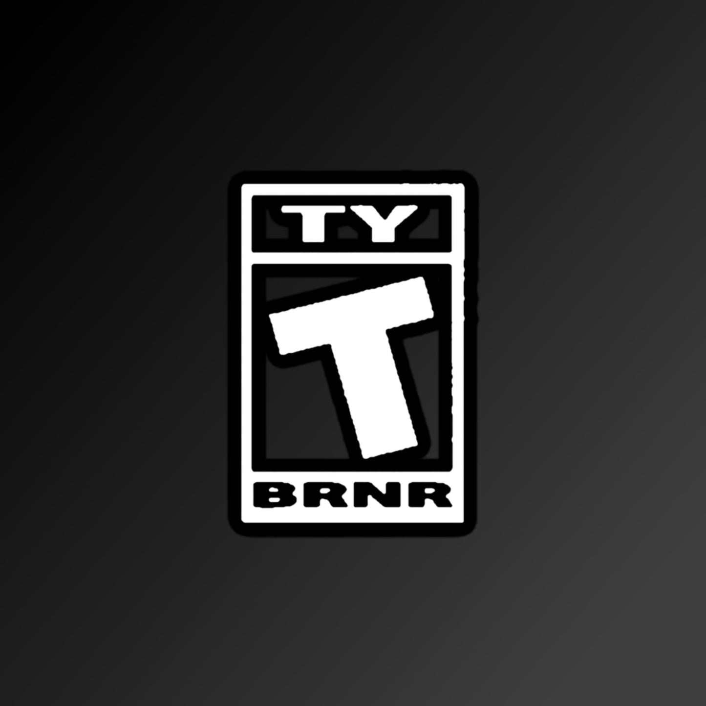 Ty BRNR Logo WHT Bubble-free stickers