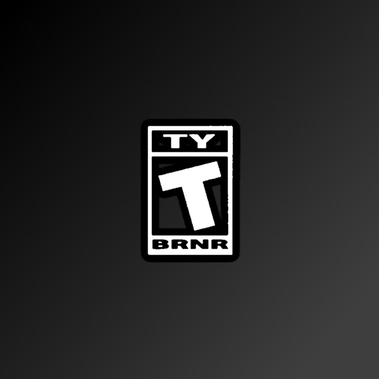 Ty BRNR Logo WHT Bubble-free stickers